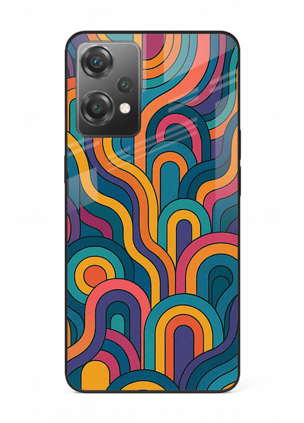 Retro Rainbow Curves vibrant retro pattern OnePlus Nord CE2 Lite 5G glass back cover