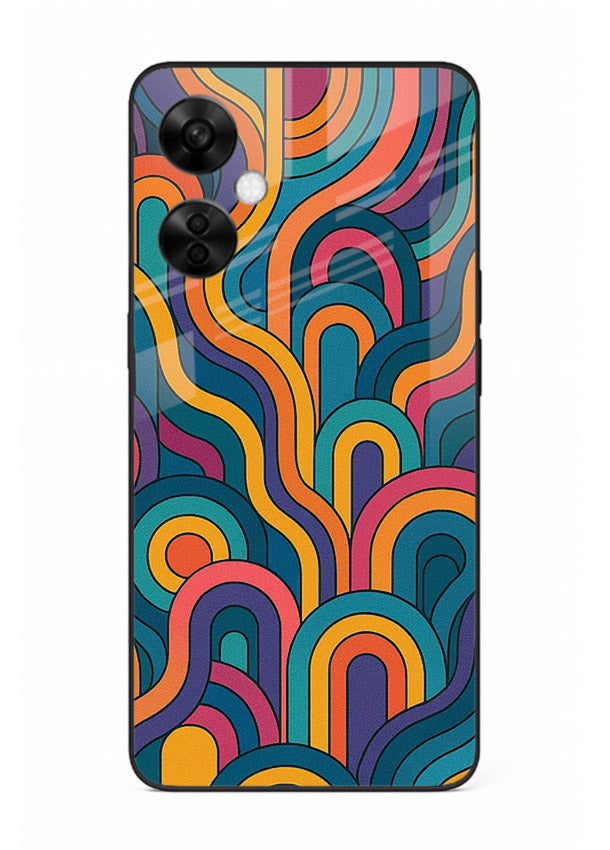 Retro Rainbow Curves vibrant retro pattern OnePlus Nord CE3 Lite glass back cover