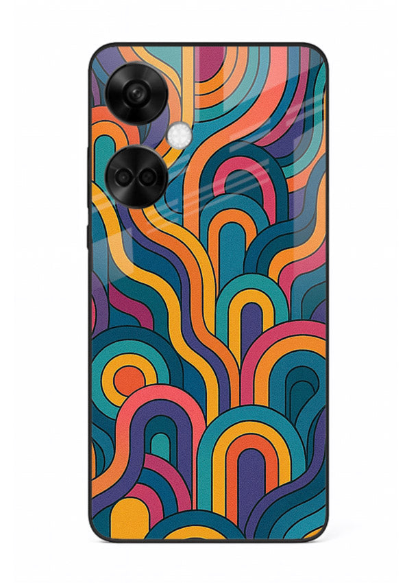 Retro Rainbow Curves vibrant retro pattern OnePlus Nord CE3 glass back cover