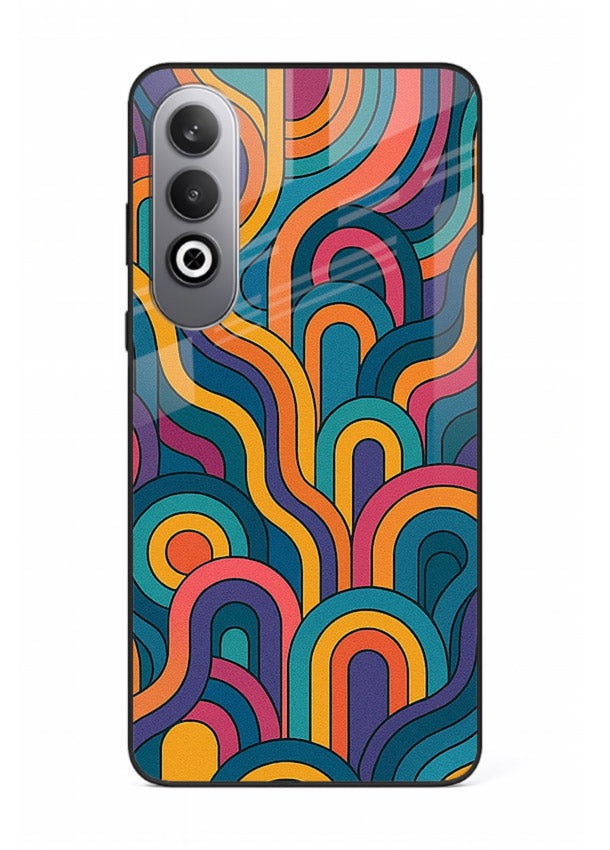 Retro Rainbow Curves vibrant retro pattern OnePlus Nord CE4 glass back cover