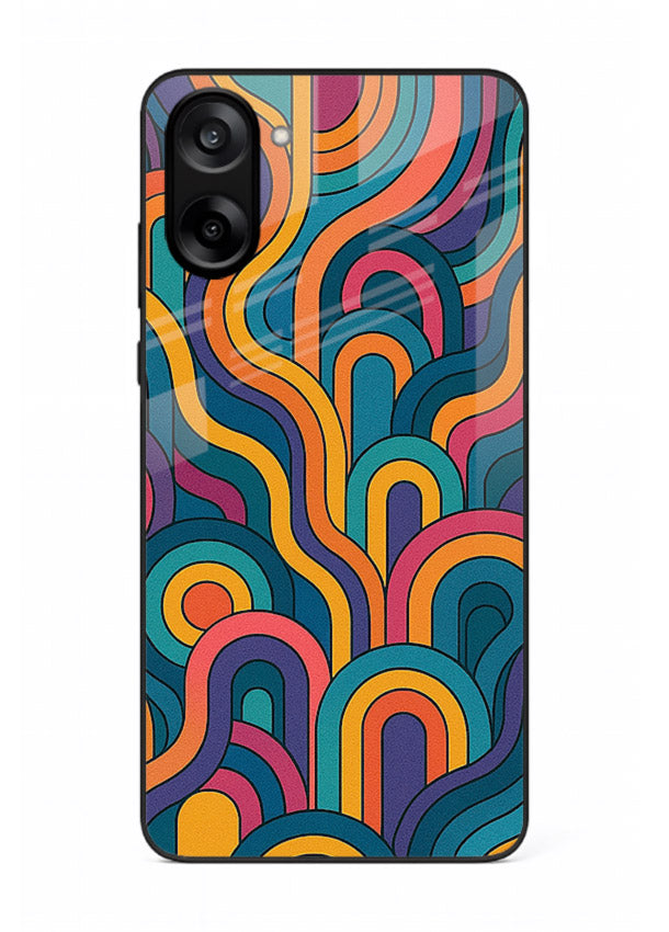 Retro Rainbow Curves vibrant retro pattern OnePlus Nord CE5 glass back cover