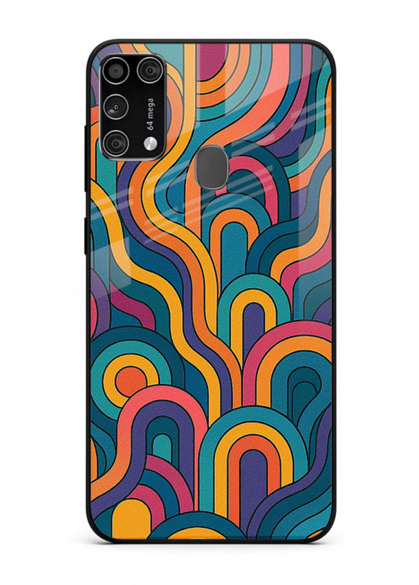 Retro Rainbow Curves vibrant retro pattern Samsung M31 Prime glass back cover