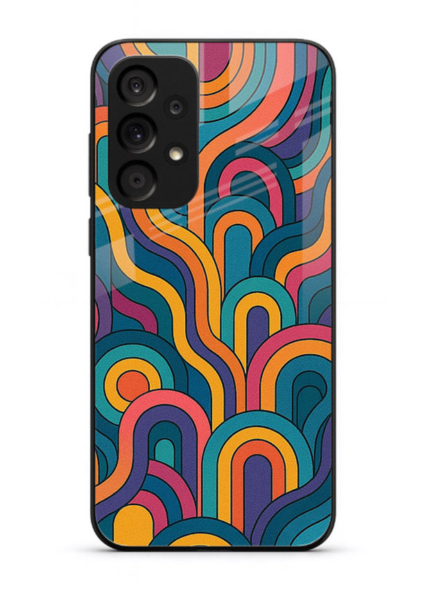 Retro Rainbow Curves vibrant retro pattern Samsung M32 5G glass back cover