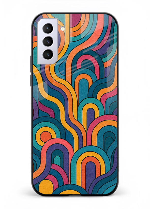 Retro Rainbow Curves vibrant retro pattern Samsung S21 FE glass back cover