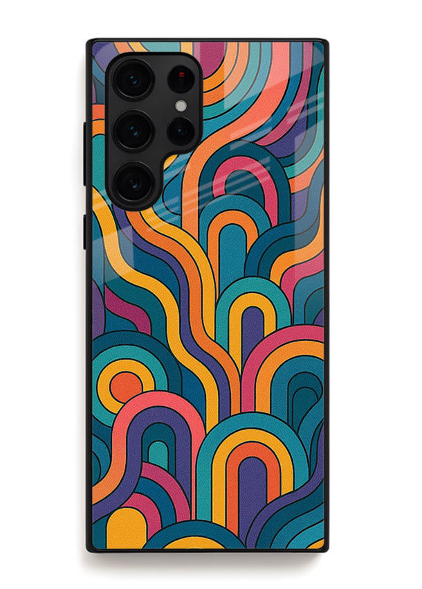 Retro Rainbow Curves vibrant retro pattern Samsung S23 Ultra glass back cover