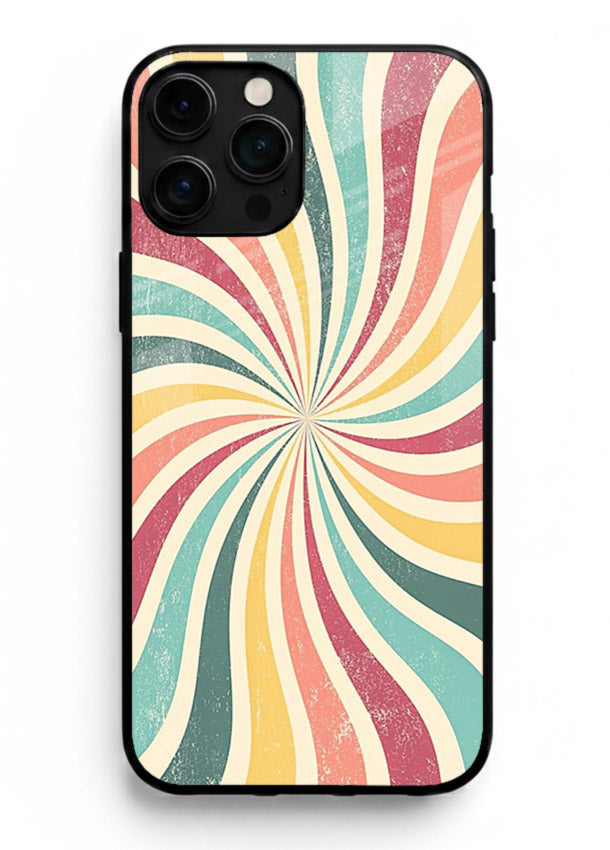 Retro Spiral Burst colorful retro pattern iphone 16 pro max glass back cover