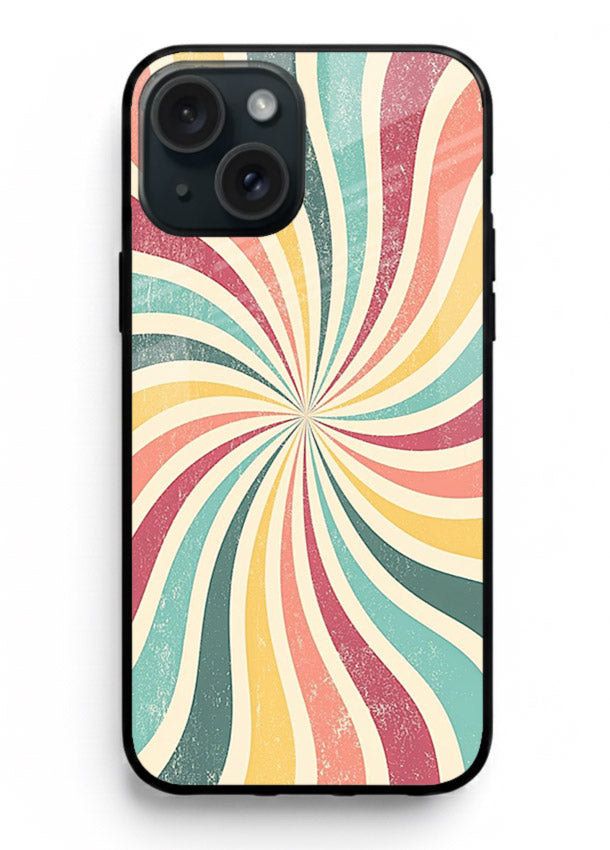 Retro Spiral Burst colorful retro pattern iphone 13 mini glass back cover