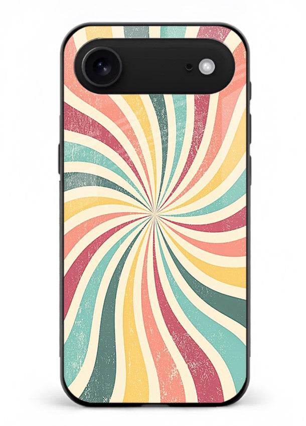 Retro Spiral Burst colorful retro pattern iphone 17 air glass back cover
