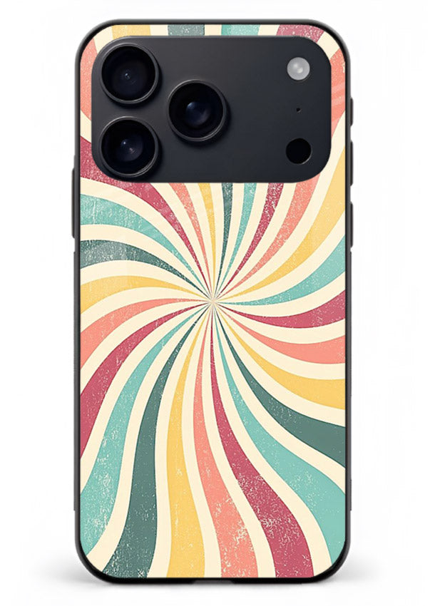 Retro Spiral Burst colorful retro pattern iphone 18 pro max glass back cover