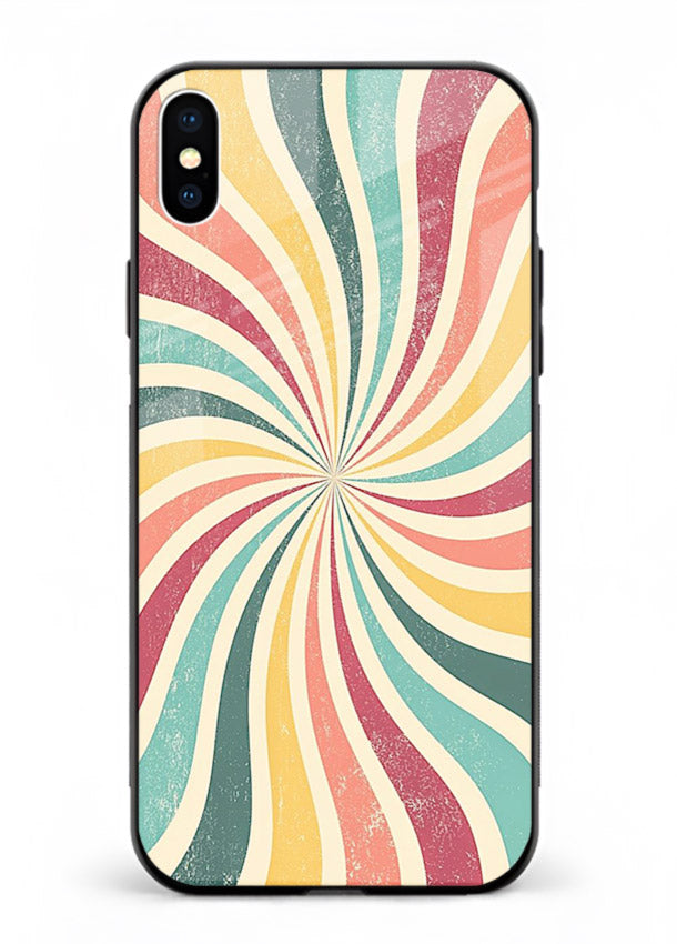 Retro Spiral Burst colorful retro pattern iphone x glass back cover