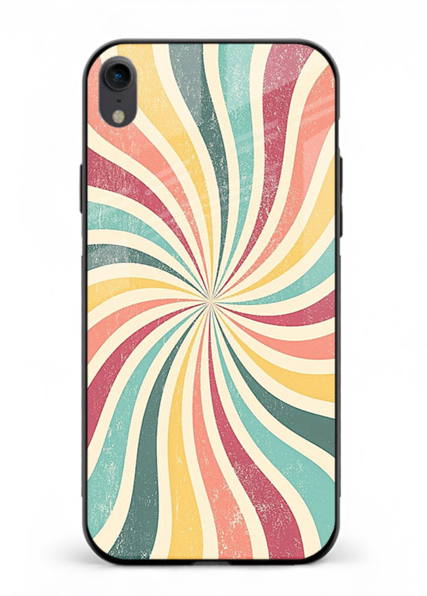 Retro Spiral Burst colorful retro pattern iphone xr glass back cover