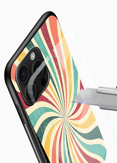 Retro Spiral Burst colorful retro pattern glossy vibrant premium glass back cover - Angle Blade