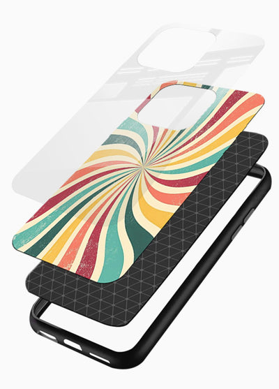 Retro Spiral Burst colorful retro pattern glossy vibrant premium glass back cover - Angle Layers