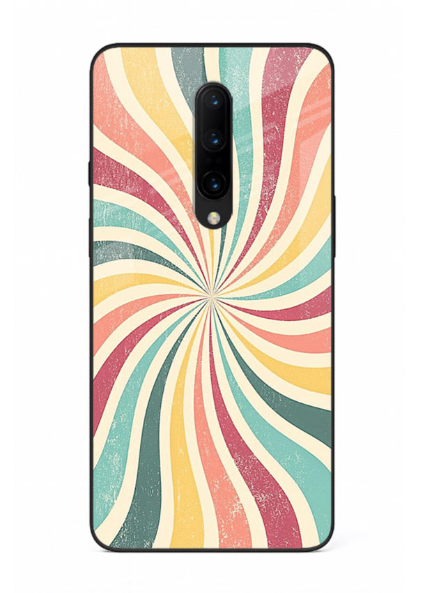 Retro Spiral Burst colorful retro pattern OnePlus 7T Pro glass back cover