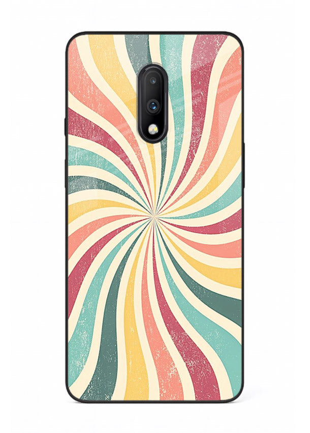 Retro Spiral Burst colorful retro pattern OnePlus 7 glass back cover