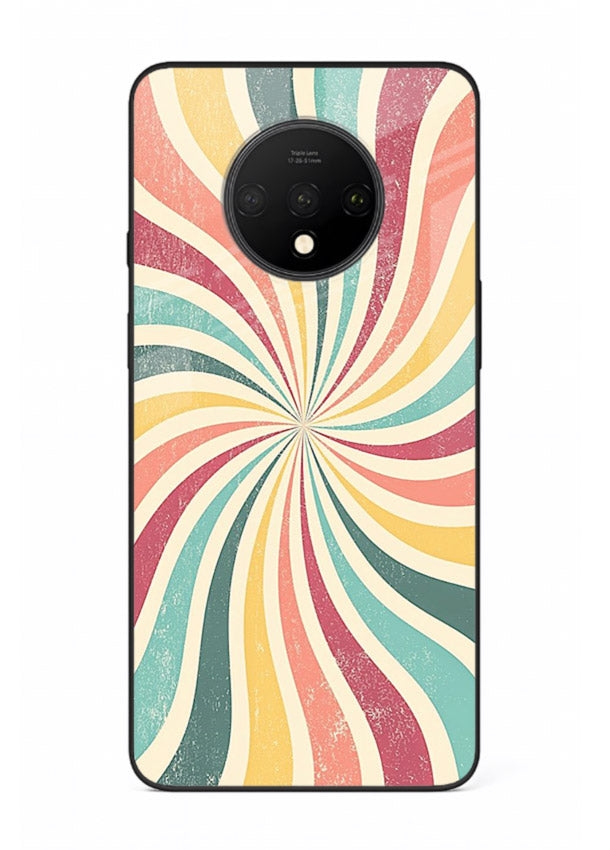 Retro Spiral Burst colorful retro pattern OnePlus 7T glass back cover