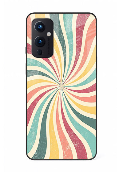 Retro Spiral Burst colorful retro pattern OnePlus 9 Pro glass back cover