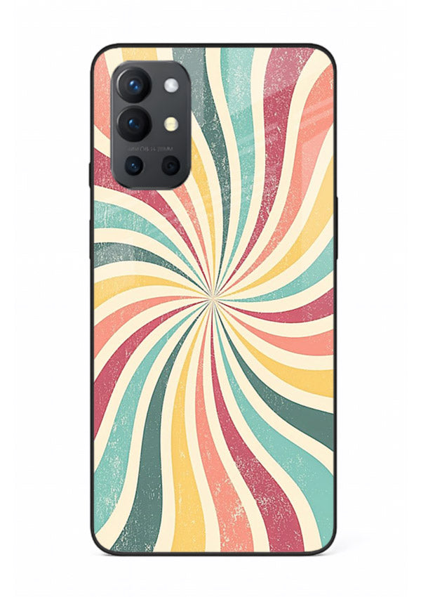 Retro Spiral Burst colorful retro pattern OnePlus 9R glass back cover