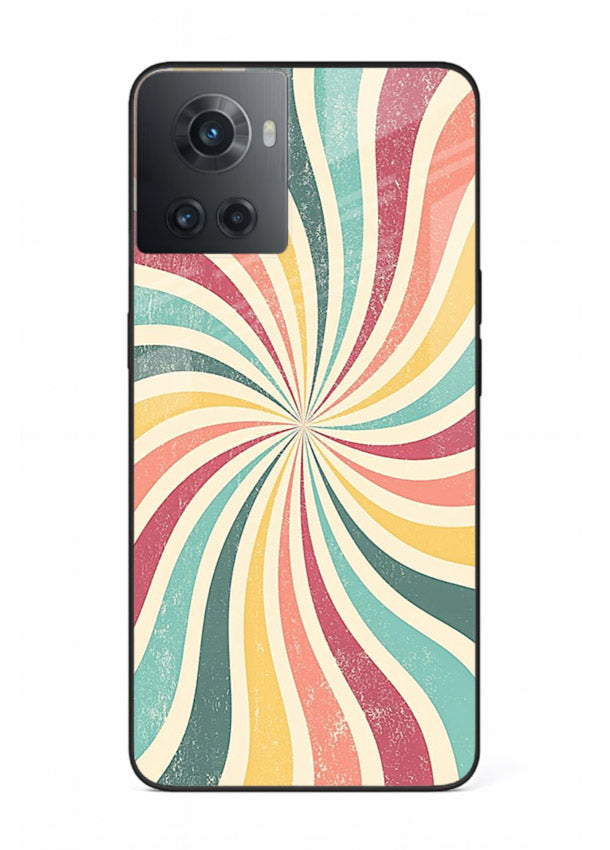 Retro Spiral Burst colorful retro pattern OnePlus 10R glass back cover