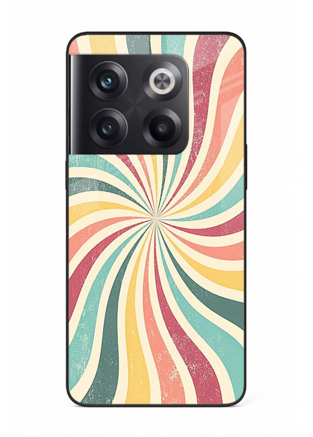 Retro Spiral Burst colorful retro pattern OnePlus 10T glass back cover