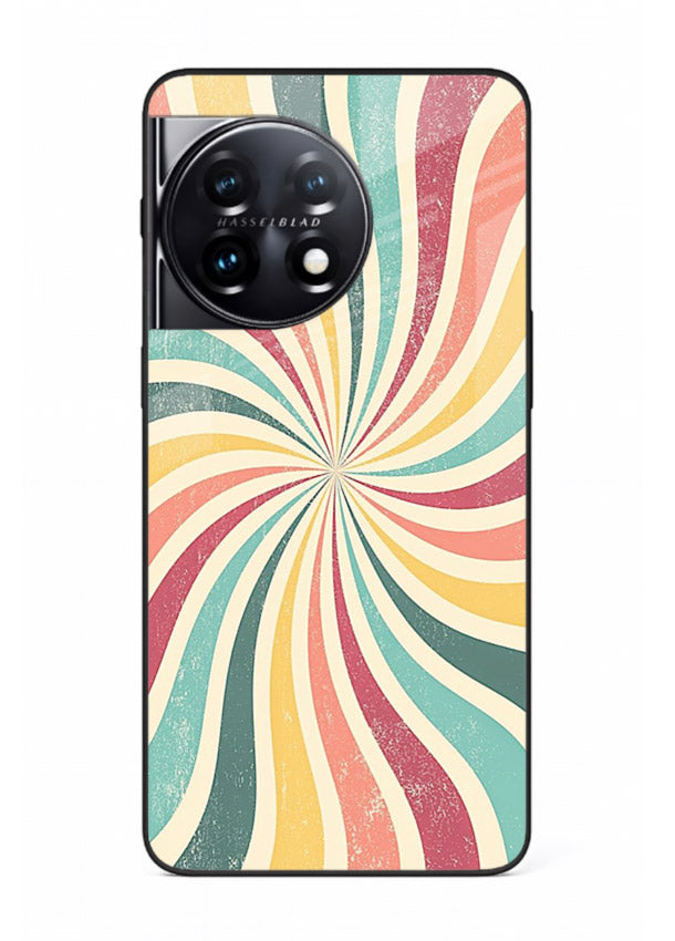 Retro Spiral Burst colorful retro pattern OnePlus 11 glass back cover