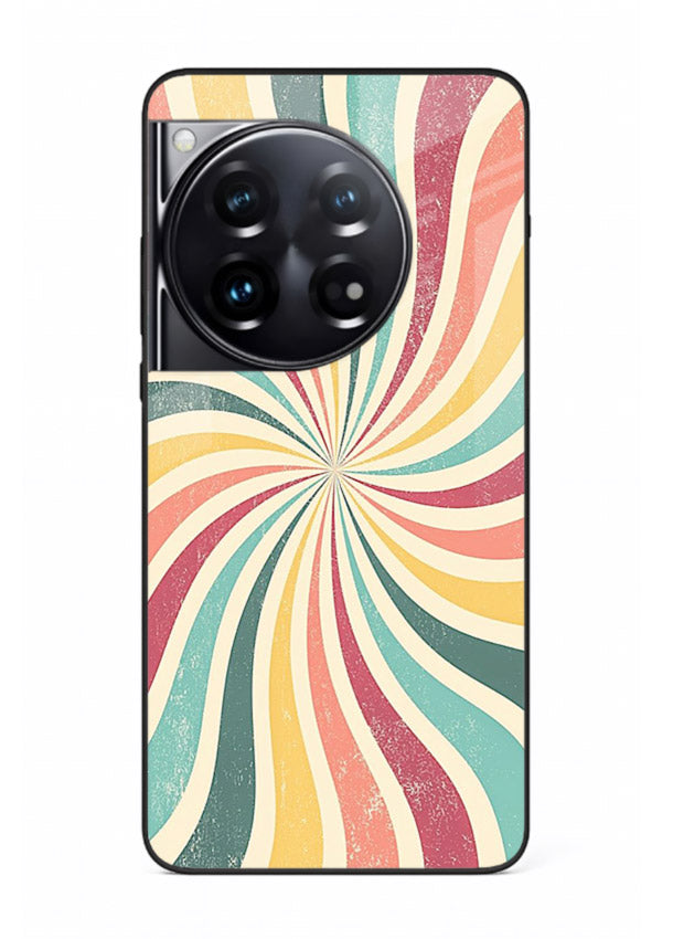 Retro Spiral Burst colorful retro pattern OnePlus 12 glass back cover