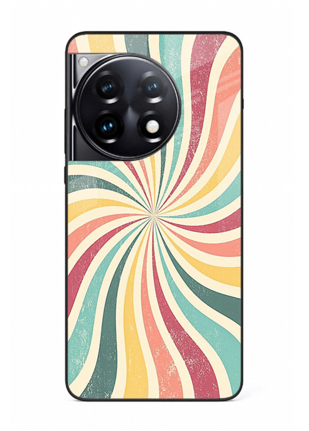 Retro Spiral Burst colorful retro pattern OnePlus 12R glass back cover