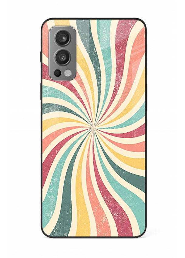 Retro Spiral Burst colorful retro pattern OnePlus Nord 2 glass back cover