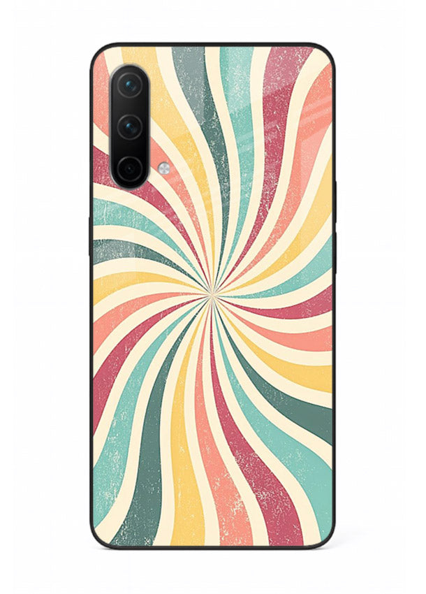 Retro Spiral Burst colorful retro pattern OnePlus Nord CE 5G glass back cover
