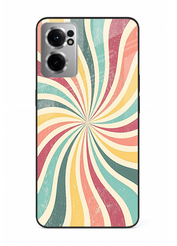 Retro Spiral Burst colorful retro pattern OnePlus Nord CE2 5G glass back cover