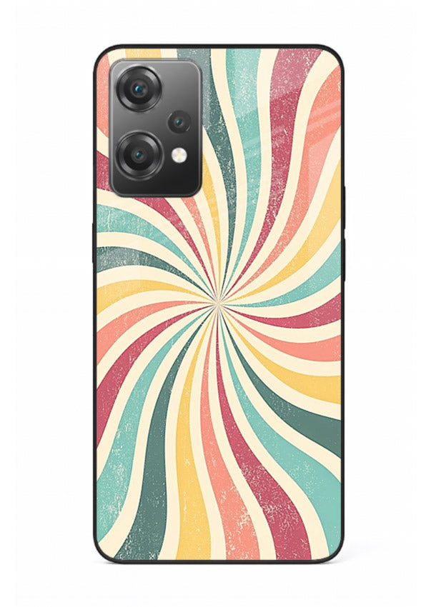 Retro Spiral Burst colorful retro pattern OnePlus Nord CE2 Lite 5G glass back cover