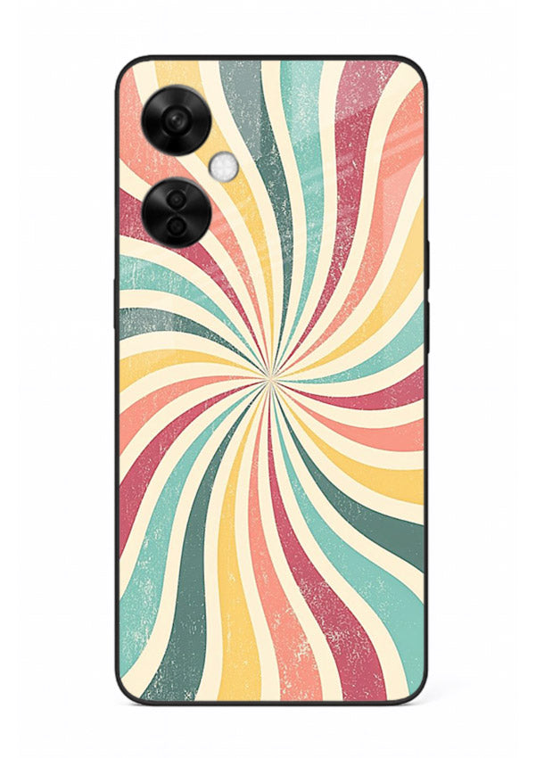 Retro Spiral Burst colorful retro pattern OnePlus Nord CE3 Lite glass back cover