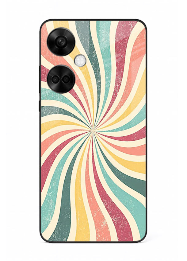 Retro Spiral Burst colorful retro pattern OnePlus Nord CE3 glass back cover
