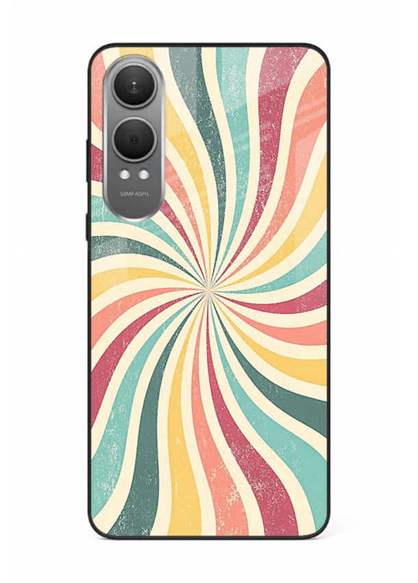 Retro Spiral Burst colorful retro pattern OnePlus Nord CE4 Lite glass back cover