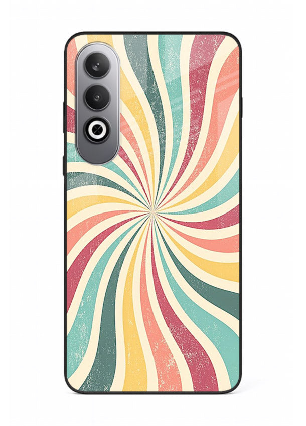 Retro Spiral Burst colorful retro pattern OnePlus Nord CE4 glass back cover