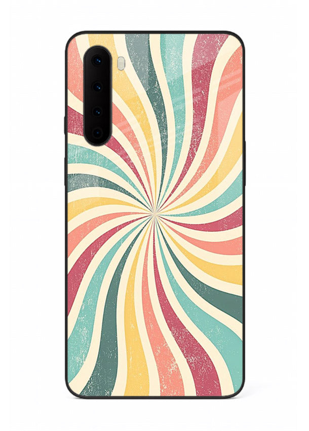 Retro Spiral Burst colorful retro pattern OnePlus Nord glass back cover