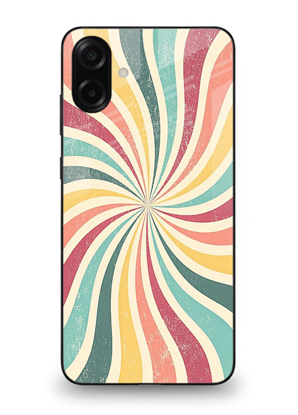 Retro Spiral Burst colorful retro pattern Samsung A07 4G glass back cover