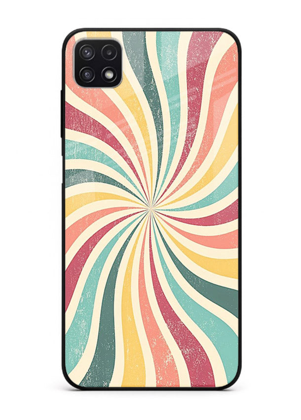 Retro Spiral Burst colorful retro pattern Samsung F42 5G glass back cover