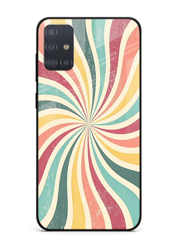 Retro Spiral Burst colorful retro pattern Samsung A71 glass back cover