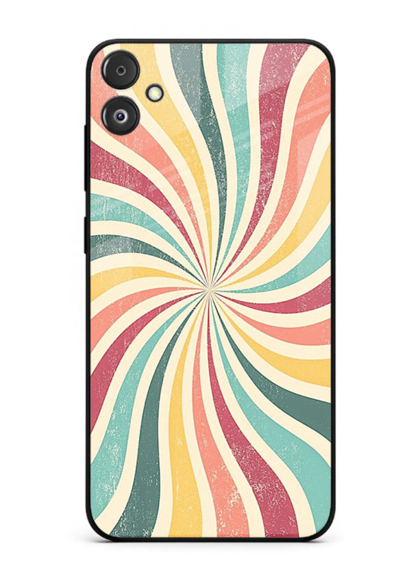 Retro Spiral Burst colorful retro pattern Samsung F04 5G glass back cover