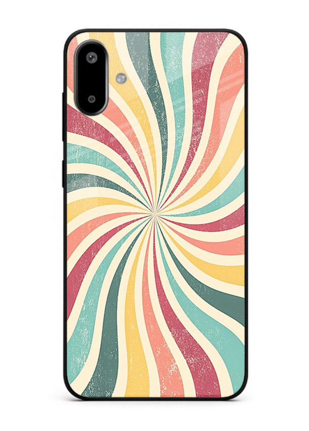Retro Spiral Burst colorful retro pattern Samsung F06 5G glass back cover