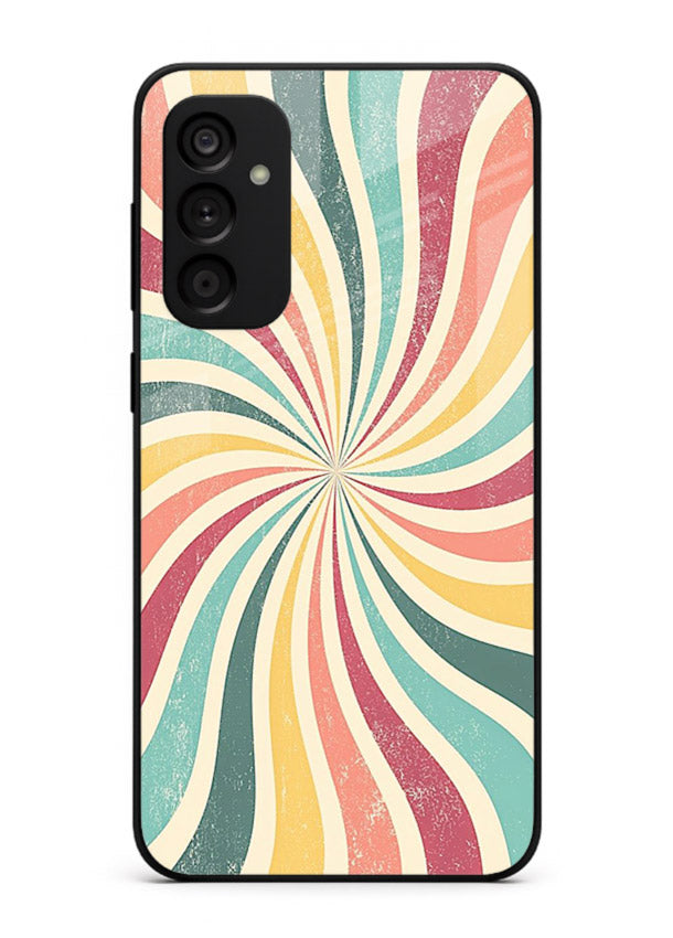 Retro Spiral Burst colorful retro pattern Samsung F54 5G glass back cover