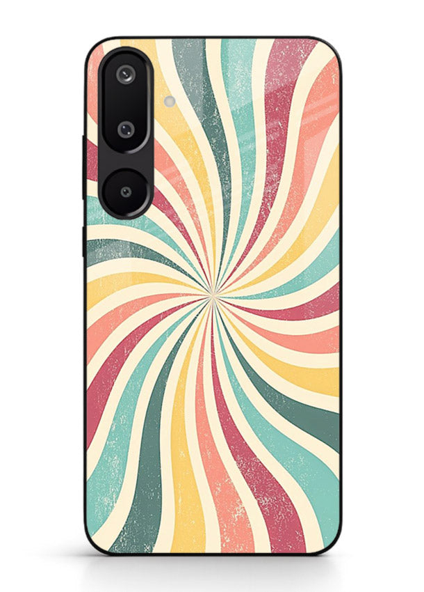 Retro Spiral Burst colorful retro pattern Samsung M16 5G glass back cover