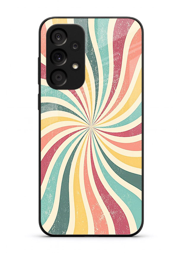 Retro Spiral Burst colorful retro pattern Samsung M32 5G glass back cover
