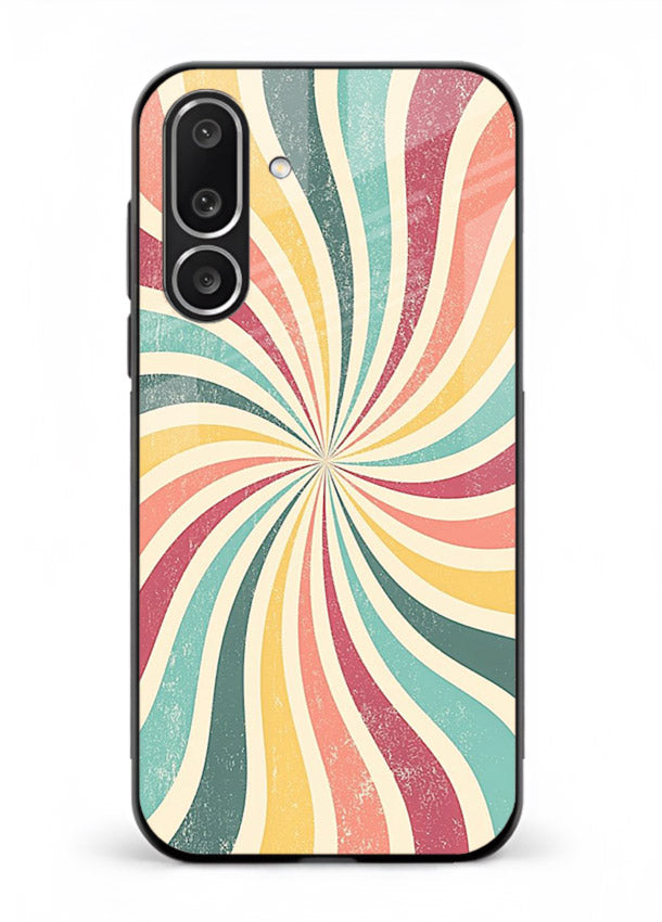 Retro Spiral Burst colorful retro pattern Samsung M36 5G glass back cover