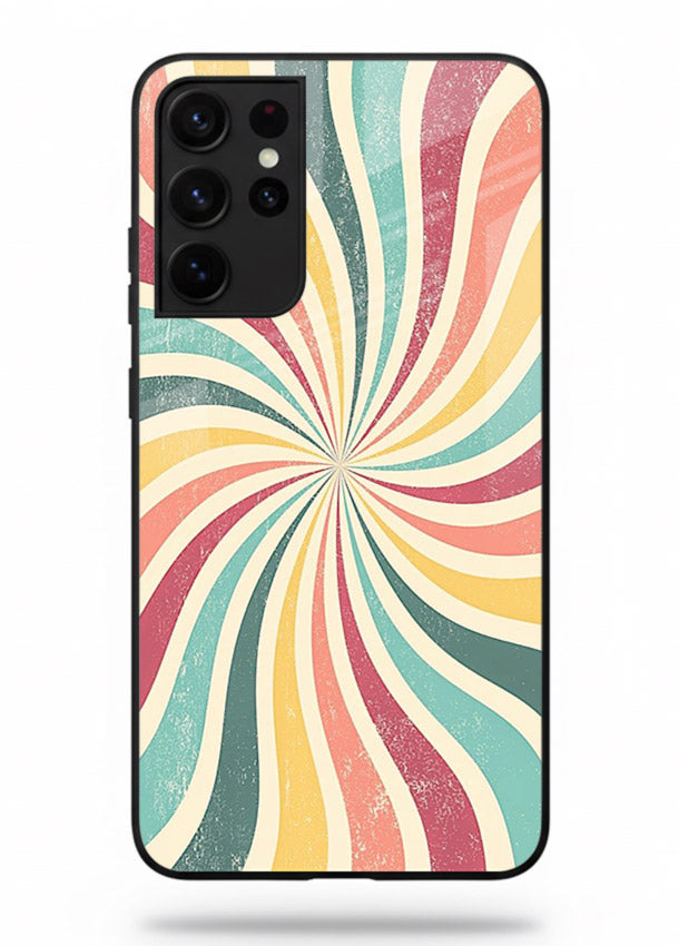 Retro Spiral Burst colorful retro pattern Samsung S21 Ultra glass back cover