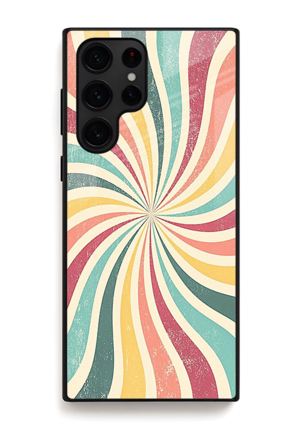 Retro Spiral Burst colorful retro pattern Samsung S24 Ultra glass back cover