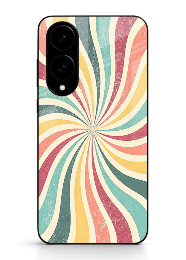 Retro Spiral Burst colorful retro pattern Samsung S25 Edge glass back cover