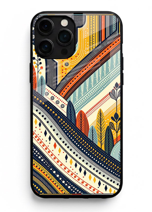 Retro Stripe Landscape geometric retro stripe pattern iphone 15 pro max glass back cover