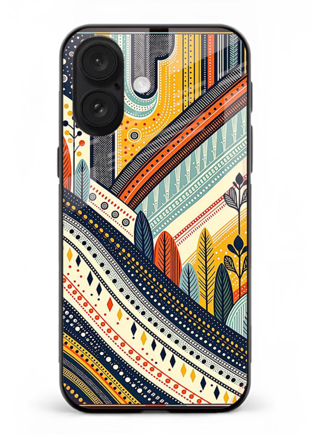 Retro Stripe Landscape geometric retro stripe pattern iphone 16 plus glass back cover